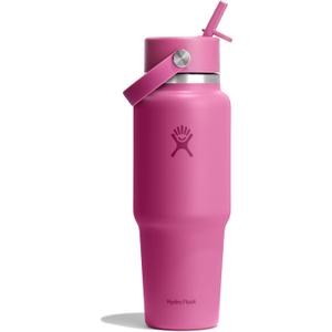 Hydro Flask Travel Water Bottle - Insulated Stainless Steel - Wide Straw Lid, Non Spill, Leakproof in 32 Oz Reef Pink