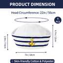 6 Pack Sailor Hat, Blue with White Captain Hats for Men Women, Navy Boat Captain Hat for Yacht Rock Party Attire, Sailor Costume, Dressing Up Party