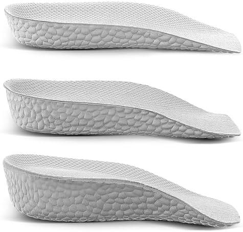 4 Pairs EVA Height Increase Insole, Adjustable Height Boosters, Arch Support Shoe Lifts for Uneven Legs, Soft Rebound Heel Lifts for Menelieve Foot Pain (Gray, 1.5cm, 2.5cm, 3.5cm)