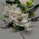 Wedding Bouquets for Bride Bridesmaid,White Champagne Artificial Roses Flowers for Wedding Church Decoration (7.5in)