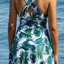 COCOPEAR Women's Elegant Crossover One Piece Swimdress Floral Skirted Swimsuit (XXL)