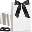 Aliceset 12 Pcs Paper Gift Bags 10 x 7 x 3.15'' Small Thank You Bridesmaid Gift Bags with Die Cut Handles for Wedding Bridal Baby Shower Graduation Birthday Party Favor(White,Black)