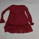 OZICERD Women Boat Neck Bodycon Mini Dresses Long Sleeve Going Out Dress Ruffle Mesh Short Elegant Club Cocktail Party Dress M