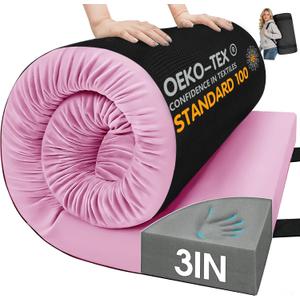 CYMULA Memory Foam Camping Mattress Pad,Sleeping Pad for Camping,Non-Slip Bottom Floor Car Mattress Bed with Retaining Portable Roll up Mattress Pad Mat for Travel Truck Guest Bed Tent