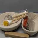 Sourdough Proofing Basket Gift Set, 9" Round and 10" Oval Banneton Bread Baking Supplies, Sourdough Baskets with Bread Lame, Danish Whish, Bowl Scraper, Sourdough Scraper, and Linen Liner
