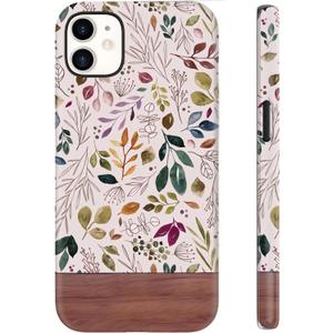 for iPhone 12 Mini Case Cute Wireless Charging Compatible Dual-Layer Shockproof Protection with Stylish Wildflower Design Protective Cover for Women - Custom Vintage Floral