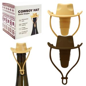 2 Pcs Cowboy Hat Silicone Wine Stoppers, Silicone Wine Stopper, Fun Hat Cap Seals Bottle & Keeps Wine Fresh, Funny Gag Gifts for Boyfriend, Stocking Stuffers Gifts for Adults