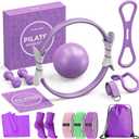 Pilates Ring Set for Women, Home Workout Pilates Equipment with Resistance Bands, 14'' Magic Circle, Mini Ball, Pilates Starter Kit for Strength, Toning and Flexibility