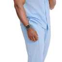 Mens Linen Sets 2 Piece Outfits Sleeveless Shirt and Pants Set Vacation Outfit for Men Summer Beach Suits (Blue, XL)
