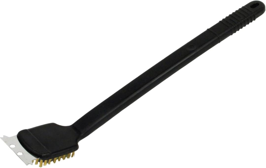 Long Handle BBQ Grill Brush with Wire Bristles Scraper and Scrubber Outdoor Grill Cleaner for Tough Grime Removal Compact Portable Barbecue Cleaning Tool