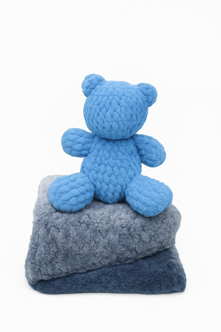 Handmade Fluffy Bear Toy And Blanket 34x34