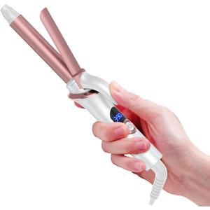 Mini Curling Iron, Ukliss Travel Friendly Double Voltage Curling Iron Wand for Short Hair, Ceramic Curling Wand for Versatile Styling, Portable and 60 Mins Auto-Off, 5 Heat Settings, White 3/4 inch