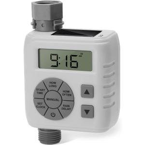 Hose Timer, Zuomeng Water Timer for Garden Hose with Dual Power Design, Leak-Proof Design, Smart Irrigation System with Rain Delay, Auto & Manual Modes for Lawn and Garden Watering, Gray