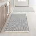 MIULEE Set of 2 Waffle Bathroom Rugs, Boho Bath Rugs Non Slip Washable, Super Absorbent Bath Mats, Ultra Soft Rubber Backed Shower Mats for Bathroom Floor, Tub, Light Grey & Cream, 18x30 Inch