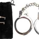 HISET Metal Handcuffs with Two Skull Keys - Prop Toy Handcuffs (Silver), Small