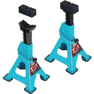 Jack Boss Jack Stands, 3 Ton (6600 LBs) Adjustable Ratchet Car Lifting Jack Stand with Dual Secure Pins, Insulated Rubber Saddle & Foot Pads for Electric Vehicles, Automotive Mortorcycles, 2 Pack