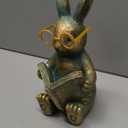 zuzuzen Solar Garden Decor, Adorable Rabbit Statue with Solar-Powered Glasses, Outdoor Bunny Figurine Lights for Patio, Yard & Balcony, for Kids, Mom & Grandma