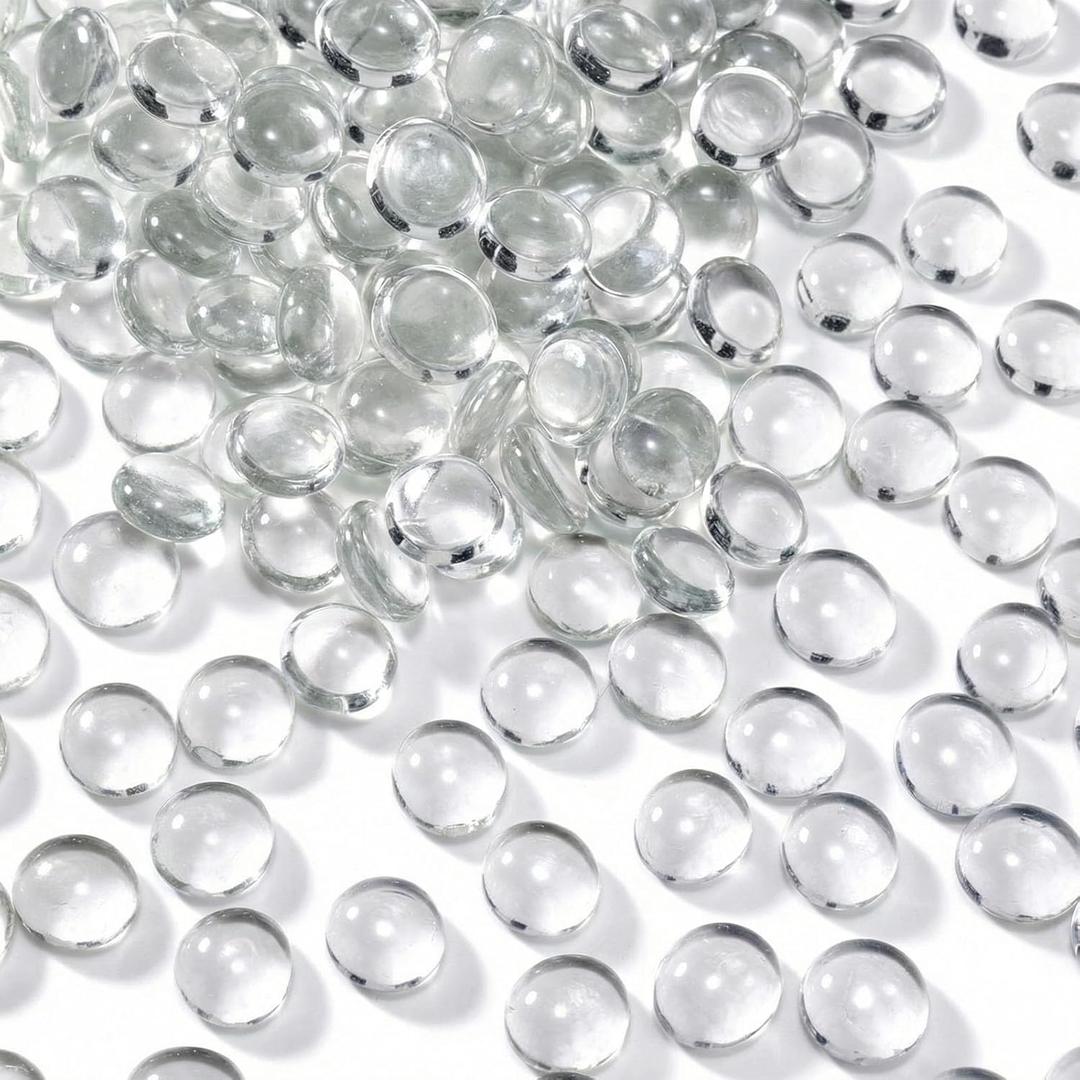 DomeStar 5Lb Flat Glass Marbles, Vase Filler, Glass Pebbles Marbles Bulk for Aquarium Table Scatters Decor