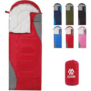 Sleeping Bag for Adults Teens Kids Cold Warm Weather, Portable Waterproof & Lightweight, Compact with Compression Sack, for 3-4 Seasons Camping, Backpacking, Hiking, Travel, Indoors Outdoors (1-Person, 1-Pack, Red)