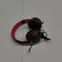 LORELEI X8 Over-Ear Wired Headphones with Microphone with 1.45m-Tangle-Free Nylon Line&3.5mm Plug,Lightweight Foldable & Portable Headphones for Smartphone,Tablet,Computer,Mp3/4(Black-red)