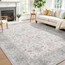 5x7 Area Rugs for Living Room, Bedroom - Machine Washable, Non-Slip Bedside Rug, Large Soft Floor Carpet for Office, Dining Room, Farmhouse and Home Decor, Cozy Elegance/Green