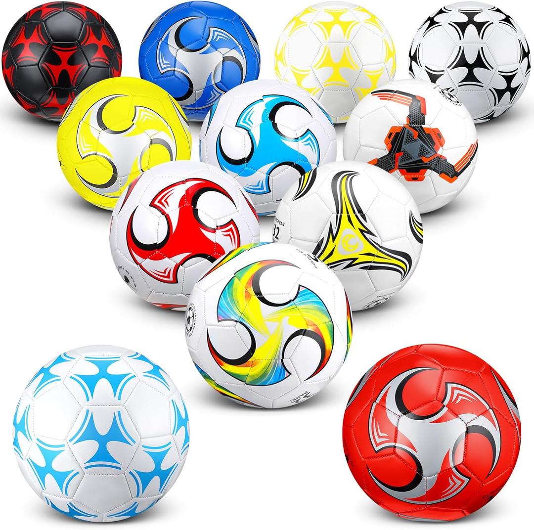 Lenwen 6 Pcs Soccer Balls with Pump Bulk Official Size 5 4 3 Kids Teen Adult Indoor Outdoor Sports Soccer Ball Toddler Youth Gift for Training Game Practice Christmas Operation