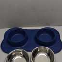 AsFrost Dog Food Bowls Stainless Steel Dog Bowls, Food Water Bowl Set with No Spill Non-Skid Silicone Mat, Dog Dish Double Pet Feeder Bowls for Small Medium Sized Large Dogs Cats Puppy, Blue (4 Cup/38 oz each)