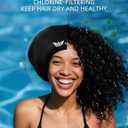 Extra Large Swim Cap for Adult Women Men - Swim Cap for Long Hair, Braids, Dreadlocks, Weaves, Curls & Afros - Black Silicone Swimming Cap, Gifts for Swimmers