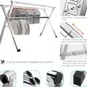 AIODE Clothes Racks for Hanging,94.5 inch for Stainless Steel Adjustable and Foldable Space Saving Laundry Clothes Drying Rack for Indoor Outdoor with Windproof Hooks
