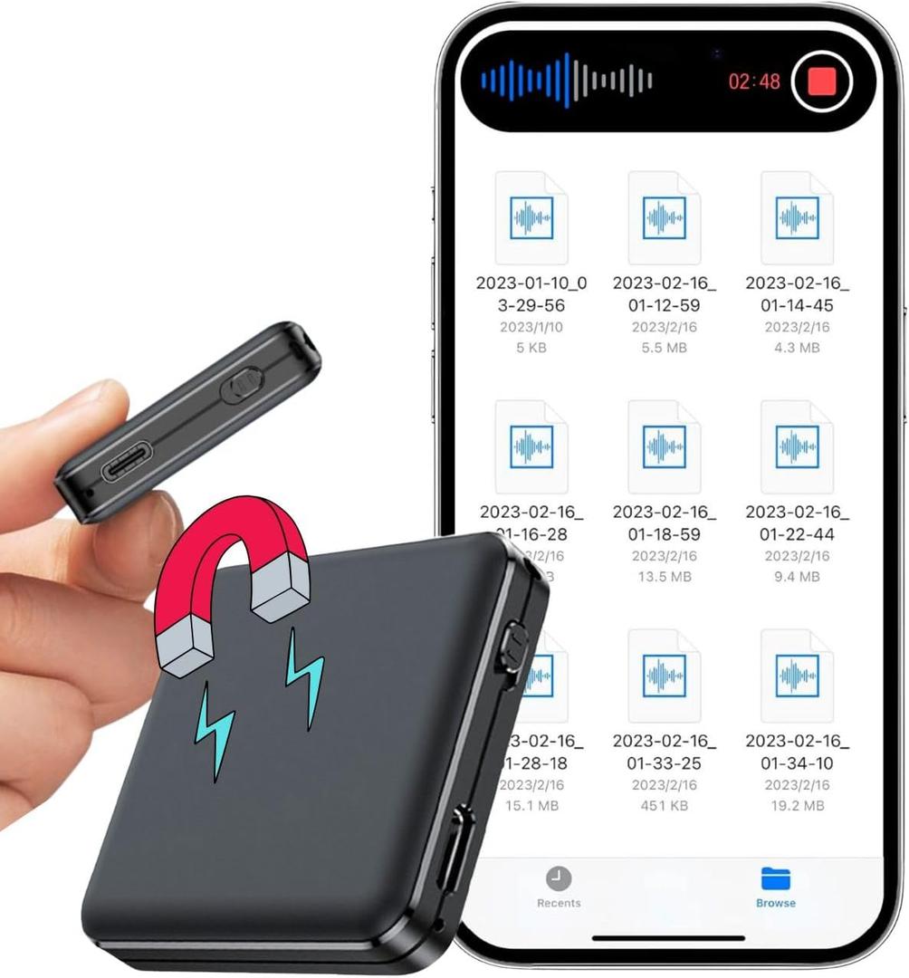 128GB Voice Activated Recorder  160 Hours Continuous Recording | 1600 Hours Storage | 1536kbps Hi-Fi Audio | Voice Activation | Magnetic Design | Multi-Interface Playback