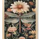 CXVU William Morris Animal Wall Art Prints with Natural OAK Wood Frame, Vintage Botanical Floral Dragonfly Wall Art Pictures for Living Room Bedroom Home Decor Animals Pictures Decor 12"x16"