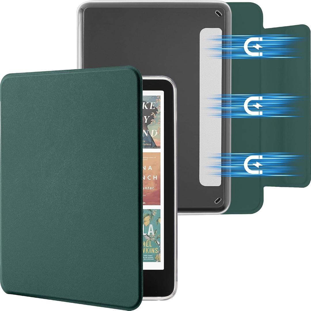 SESENSE Detachable Magnetic Case for 6'' Kindle 2024 and 2022 (11 Generation), Slim PU Shell Cover Case with Auto Wake/Sleep, Blackish Green