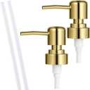 2 Pack Gold Soap Dispenser Pump Replacement Top Dispenser Pumps Refill Dispensers Liquid Hand Soap Dispensers Soaps Pumps Replacement for Lotion Regular Glass Mouth Bottles