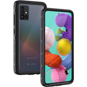 Lanhiem for Samsung Galaxy A51 Case, IP68 Waterproof Dustproof with Built-in Screen Protector, Heavy Duty Full Body Protective Phone Case for Galaxy A51 4G, Black