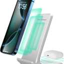 2 in 1 Wireless Charger,Foldable 20W Fast Wireless Charging Stand Compatible with iPhone 16/16 Pro/15/14/13/12/X/AirPods,Dual Phone Induction Charge Station for Samsung,Pixel,Xperia,LG(No Plug) (White)