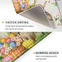 Easter Bunny Colorful Eggs Dish Drying Mat for Kitchen Counter,Spring Flowers Green Grass Drying Mat 18 x 24 Inch with High Absorbent Microfiber Drainer Mat for Coffee Bar