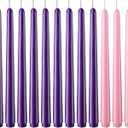 Hausware 36 Pack Taper Candles, 27 Purple and 9 Pink, 8 Hour Burn Time, Unscented Dripless and Smokeless, 10 inch Elegant Premium Quality Dinner Candle for Home Décor, Wedding, Party Candlesticks