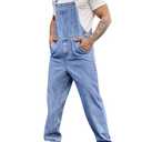Runcati Men's Denim Bib Overall Jean Romper Trousers Adjustable Strap Workwear Jumpsuit, M