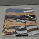 LINEMIN Mens Fuzzy Socks Cozy Fluffy Winter Warm Slipper Socks Microfiber Soft Home Sleeping Socks 5/6 Pairs (One Size, Blue/Brown/Black/Grey Stripe)