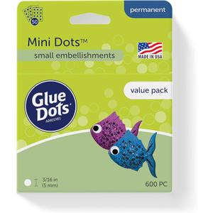 Glue Dots, Mini Dots Value Pack, Double-Sided, 3/16", 600 Dots, DIY Craft Glue Tape, Sticky Adhesive Glue Points, Liquid Hot Glue Alternative, Clear