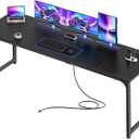 PRAISUN 80 X 24 Inch Office Computer Desk with Power Outlets and USB-C Port, Larger and Longer Gaming Desk, for Home Office, Study, Writing Work from Home Table, Metal Frame, Black