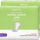 Amazon Basics Incontinence Pads for Women, Postpartum, Bladder Control, Overnight Absorbency, Unscented, with Odor Control, 60 Count (2 Packs of 30)
