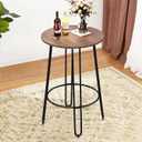 ALISH 40.5" Round Bar Table Pub Table Counter Height Tall Table Bistro Dining Bar Table with Metal Frame & Wooden Top Black Legs