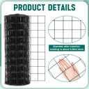 Gisafai 16 Gauge Galvanized Welded Wire Fence 4 ft x 50ft PVC Coated Hardware Cloth, 2.36" x 2.36" Mesh, Heavy Duty Garden Fencing Roll for Chicken, Dog Yard, Deer Cattle & Animal Protection(Black)