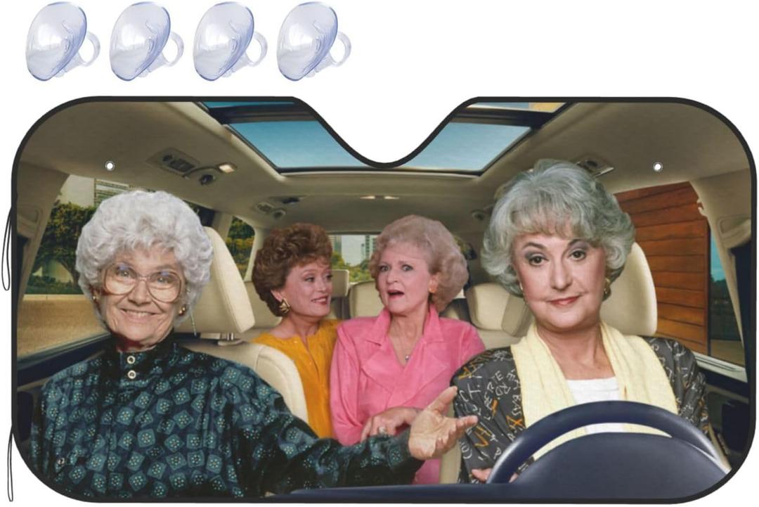 Golden Sisters Driving Car Windshield Sun Shade - Blocks Uv Rays Sun Visor Protector Sunshade to Keep Your Vehicle Cool | Car Accessories for Sun Glare, Heat | Fits Most Windshields Gifts