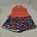 Women Tankini Swimsuits with Shorts - Two Piece Tummy Control Bathing Suits Top with Two Pockets Bottom Swimwear (Size X-Large, Orange Floral)