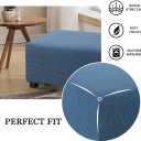 Flamingo P Oversized Ottoman Slipcover Sofa Spandex Jacquard Stretch Storage Ottoman Slipcover Protector Covers (X-Large, Dusty Blue)