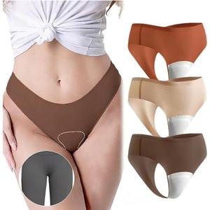 Laser Cut Seamless Workout Underwear Cotton No Show Panties Comfy No Panty Line Thongs Moisture Wicking for Women Gym XL