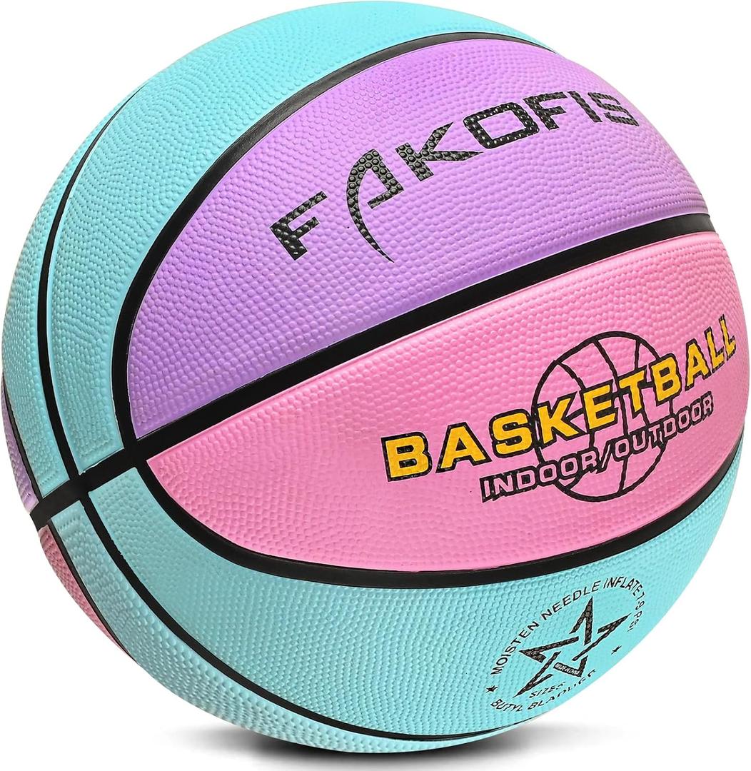 FAKOFIS Kids Basketball Size 3(22") Mini Basketball for Toddler Boys Girls Age 1 2 3 4 5 6, PU Rubber Small Basketball Soft Touch for Indoor Outdoor Shoot and Dribble