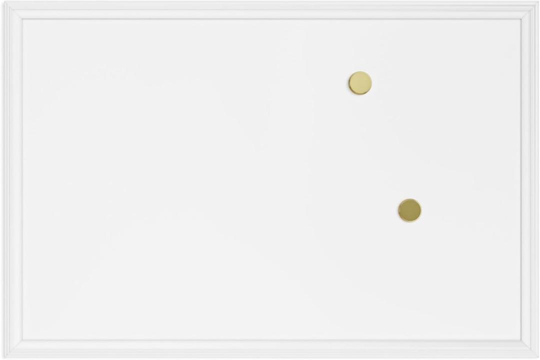U Brands Farmhouse Magnetic Dry Erase Board White Board, 24" x 18", White Wood Style Frame, Includes 2 Magnets